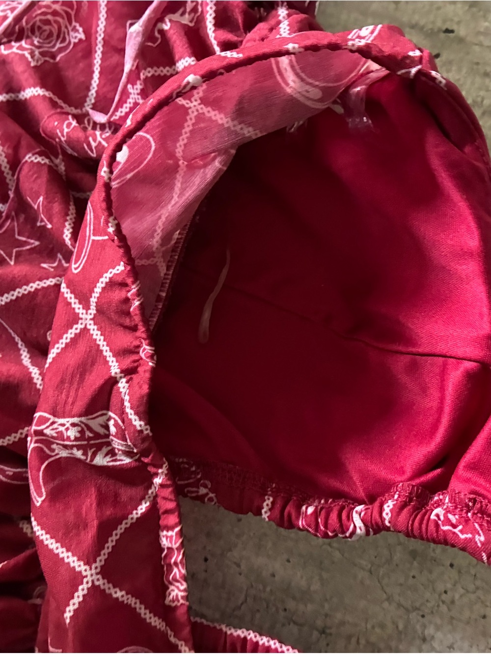 Red Patterned Halter Ruffle babydoll Top - Picture 5 of 5